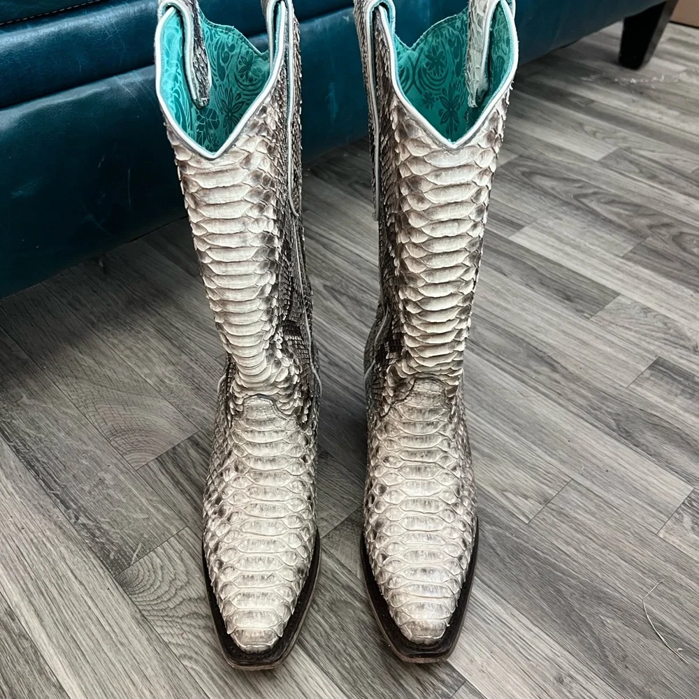Corral Natural Python Boots Size 8 - Picture 3 of 8